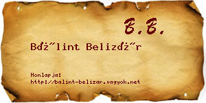 Bálint Belizár névjegykártya